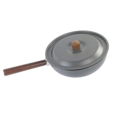 Hiking Friendly Aluminum Wok Frying Pan with Detachable Beechwood Handle