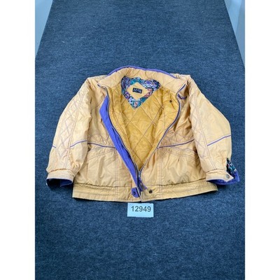 Vintage New York Girl Puffer Jacket Womens Large Mustard Quilted Lined Winter