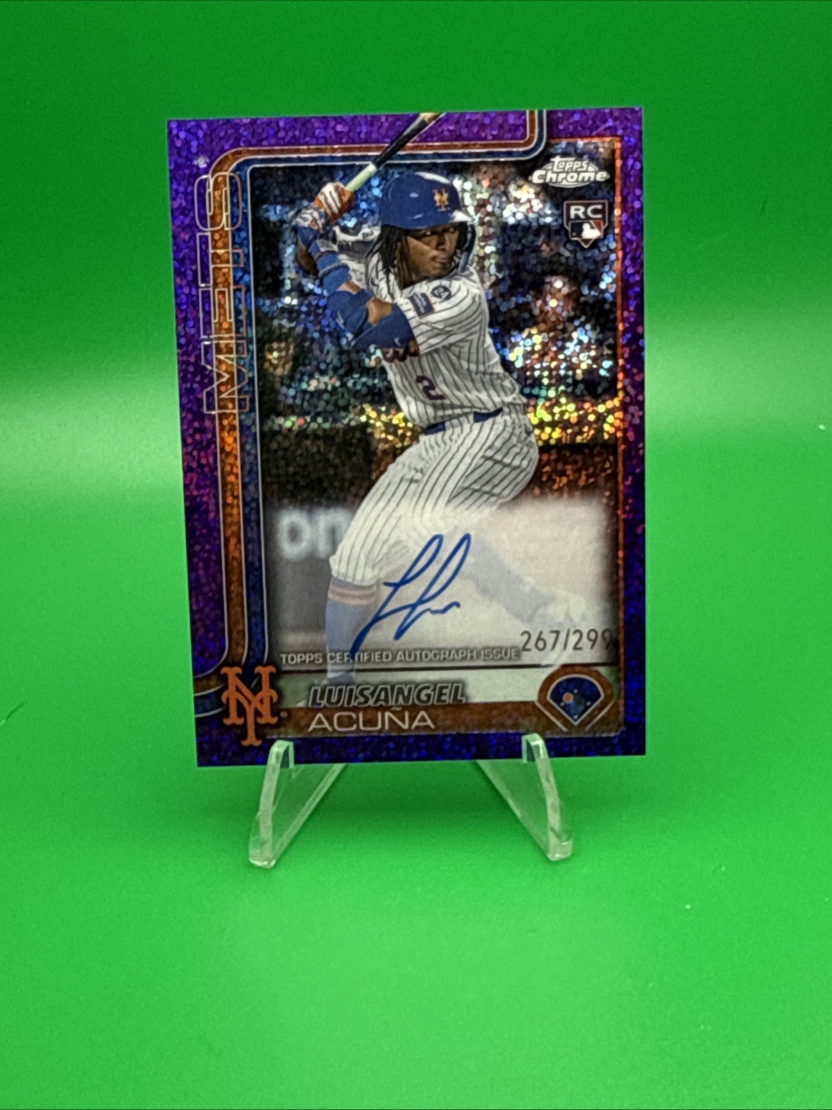2025 Topps Chrome Luisangel Acuna RC Rookie Auto Purple Sparkle Refractor /299