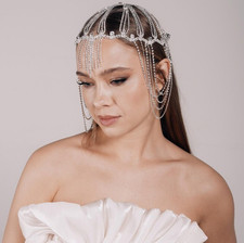 Women Rhinestone Head dress Tassels Multi-layer Metal Jewel Hair Chain 10021