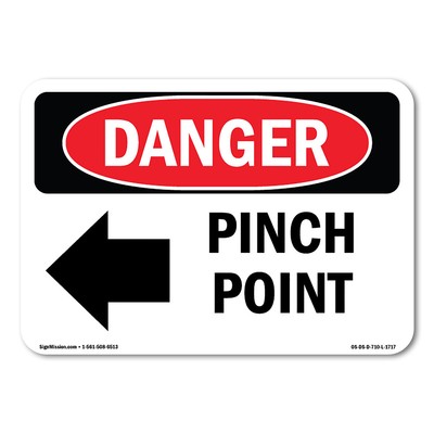 Pinch Point ANSI OSHA ANSI Danger Sign Metal Plastic Decal
