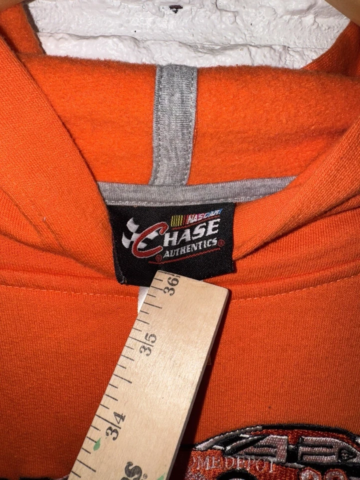 Vintage Chase Authentics Tony Stewart NASCAR Home Depot Orange Hoodie Sweatshirt - Image 3 of 4