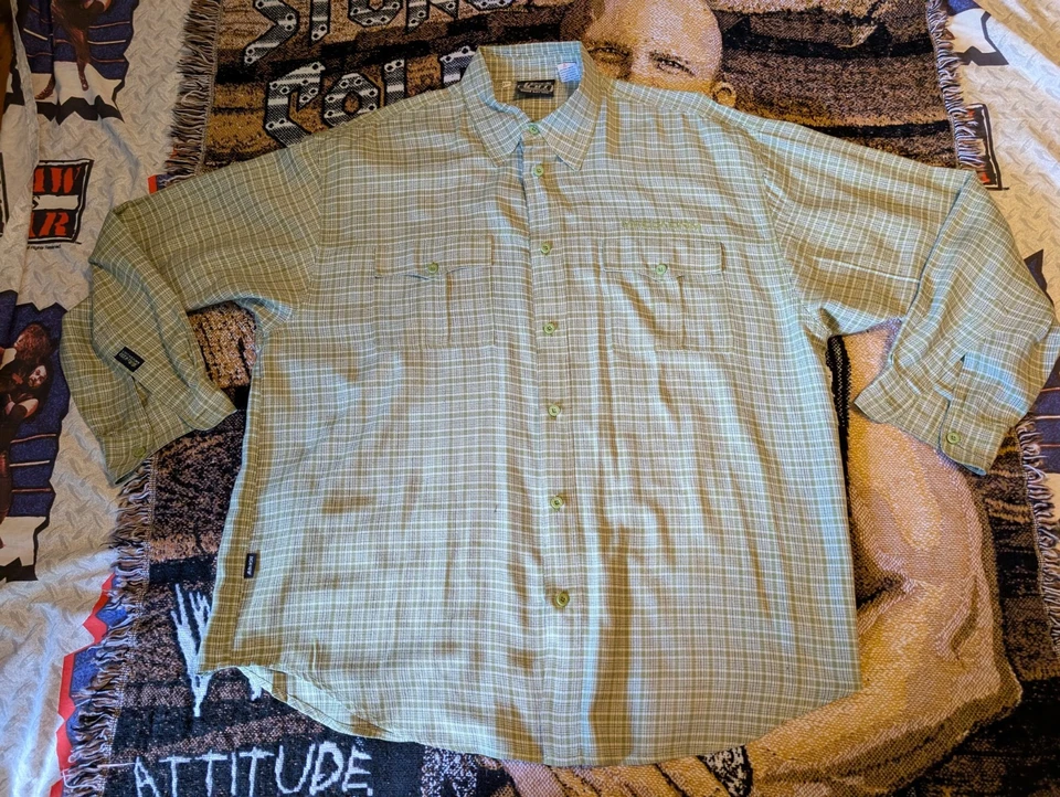 Camisa De Colección MECCA Para Hombres 2XL XXL Verde Azul A Cuadros Manga Larga Abotonada Foto 2 de 4