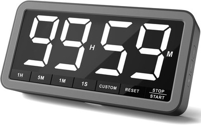 Großer Digitaltimer 19,8 cm LED-Display, 99h Timer, 4 Alarmtöne, 3