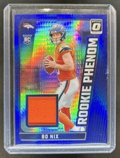2024 Panini Donruss Optic Bo Nix Rookie Phenoms RC Jersey Blue Hyper #RPB-BNX