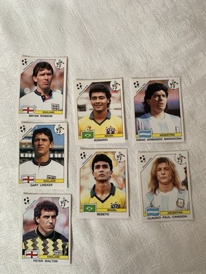 7 Panini Sammelbilder Stickers WM 90 Italia 1990 Maradona +Legende Robson, 