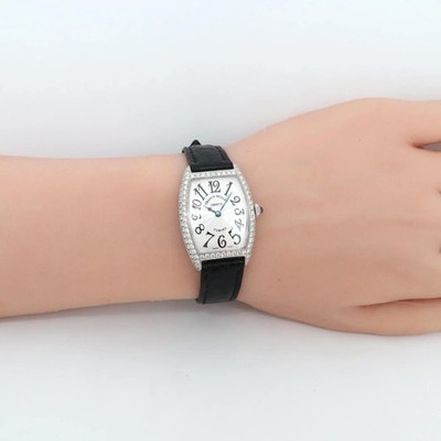 Franck Muller 1752 QZ D Curvex 25mm 18K White Gold Diamond Quartz