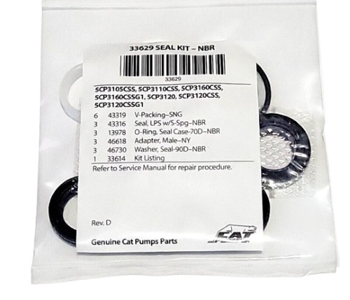 Cat Pumps 33629 Seal Kit – Fits 5CP3120, 5CP3120CSS, 5CP3120CSSG1