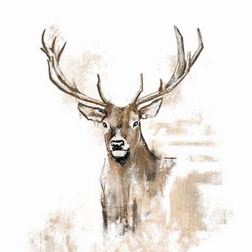 20 Servietten Antlers Hirsch Gemalte Form Tiere Wild Wald Jagd Tischdeko 33X33Cm-image