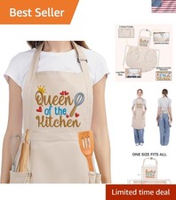 Fairy's Gift Funny Cooking Aprons for Women with Pockets, Cute Baking Apron