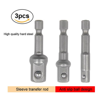 3 STCK. 50 mm SECHSKANTSCHAFT BOHRER AUF 1/4 1/2 3/8 ZOLL VIERKANT STECKSCHLÜSSEL ADAPTER SET