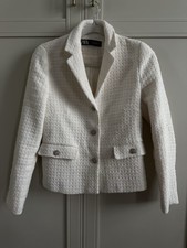 Zara Cotton & Wool Blend Cream Boucle Textured jacket size Small