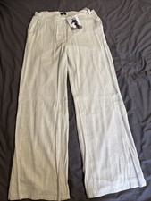 pantalón beige mezcla lino talla grande mujer