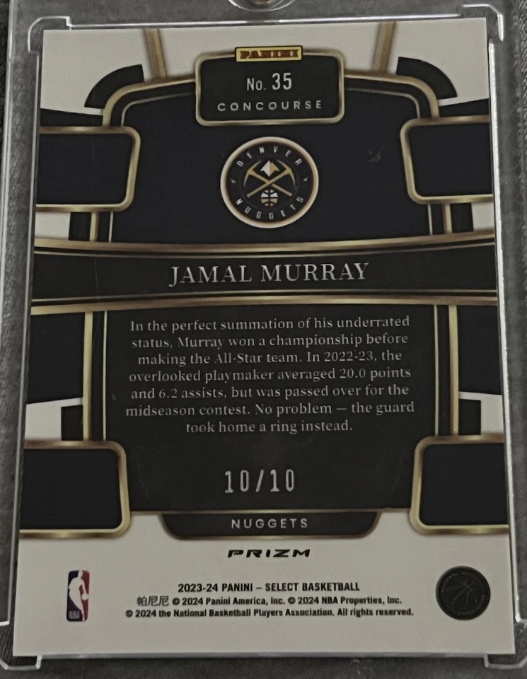 2023-24 Panini Select Jamal Murray Gold Concourse Tectonic #’D 10/10!! Nuggets! - Image 4 of 4