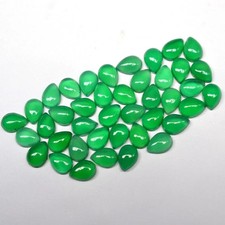 AAA Natural Green Onyx Cabochon Pear Shape Loose Gemstone