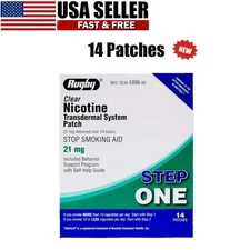 Rugby Clear Nicotine 21mg Transdermal System Patch Step 1 Exp 06/2028