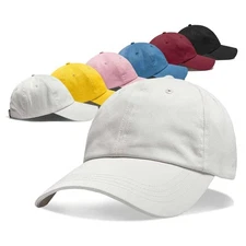 Cotton Baseball Cap Ball Dad Hat Adjustable Plain Solid Washed 