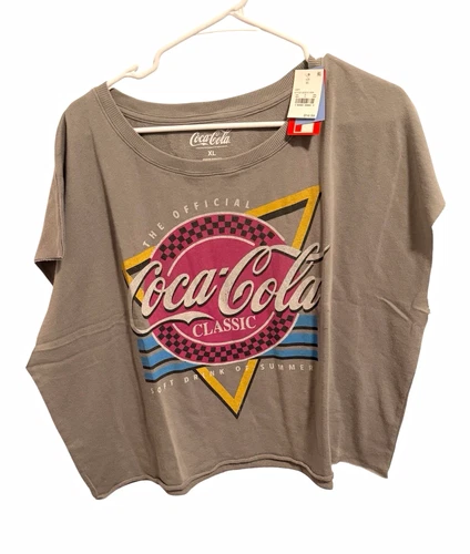 Coca-Cola Women's Gray Logo Graphic Print Oversized Dolman Tee XL