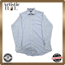 Chaps Men's Light Blue Check Button Down Dress Shirt Size M 15 34/35