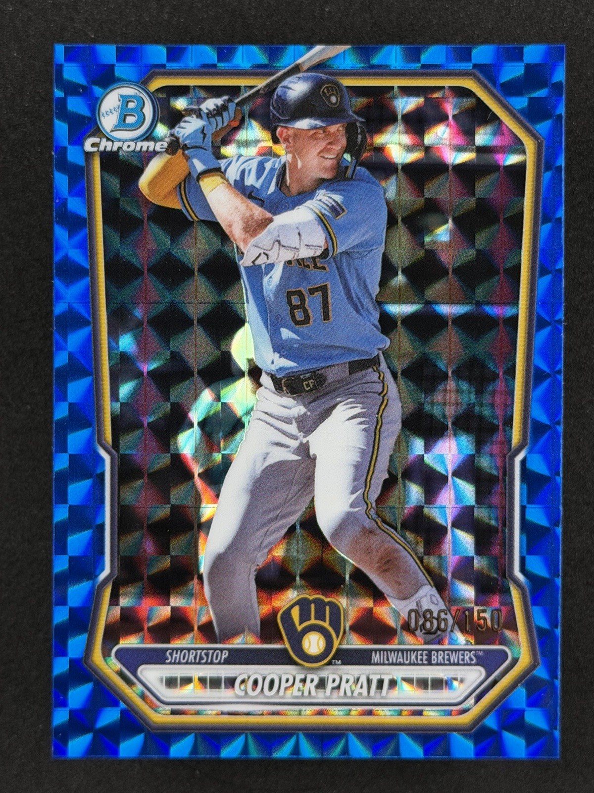 2026 Bowman Chrome #BCP-248 Cooper Pratt Blue Geometric /150 Brewers Color Match