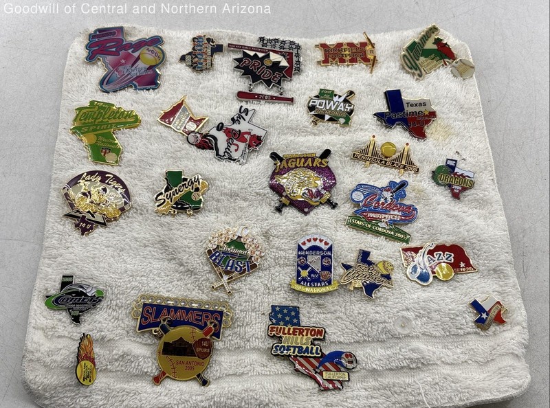 10+ Piece Vintage/Mod Baseball Softball Lapel Pins Jewelry Set .8 lbs