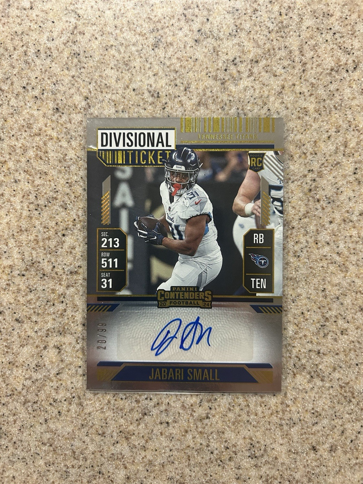 Jabari Small 2024 Panini Contenders Football RC Divisonal Ticket Auto /99 Titans