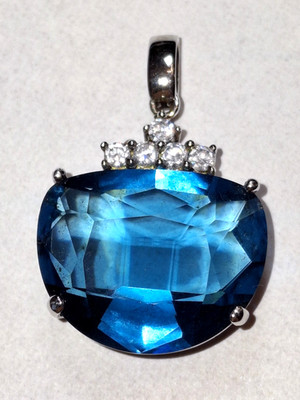 Sparkling STAUER Sterling Eternal HOPE Fantasy Cut 15CT Blue & White CZ Pendant