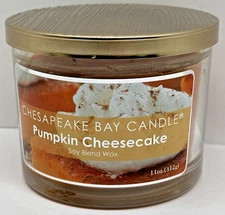Chesapeake Bay PUMPKIN CHEESECAKE Candle Retired 11 Oz 2 Wicks Limited Use Fall