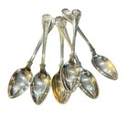 Silver demitasse spoons set (6) Art Nouveau M&TB hallmarked NS Engraved "Olga"