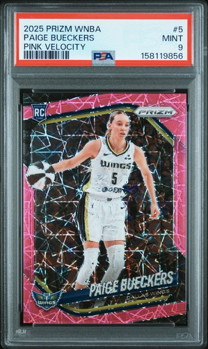 158119856 Paige Bueckers 2025 Panini WNBA Prizm #5 Pink Velocity RC /79 PSA 9