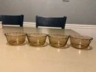 Vintage Set Of 4 PYREX 463 Amber Custard Cups Ramekins Scalloped Edges 175ml USA