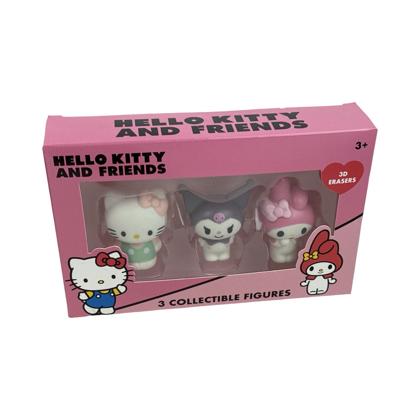 Hello Kitty 3 Pack Collectable Figures 3D Erasers Rubbers Set Back to School