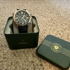 Fossil Flynn Gold Black Leather Chronograph BQ2823 Men's Watch