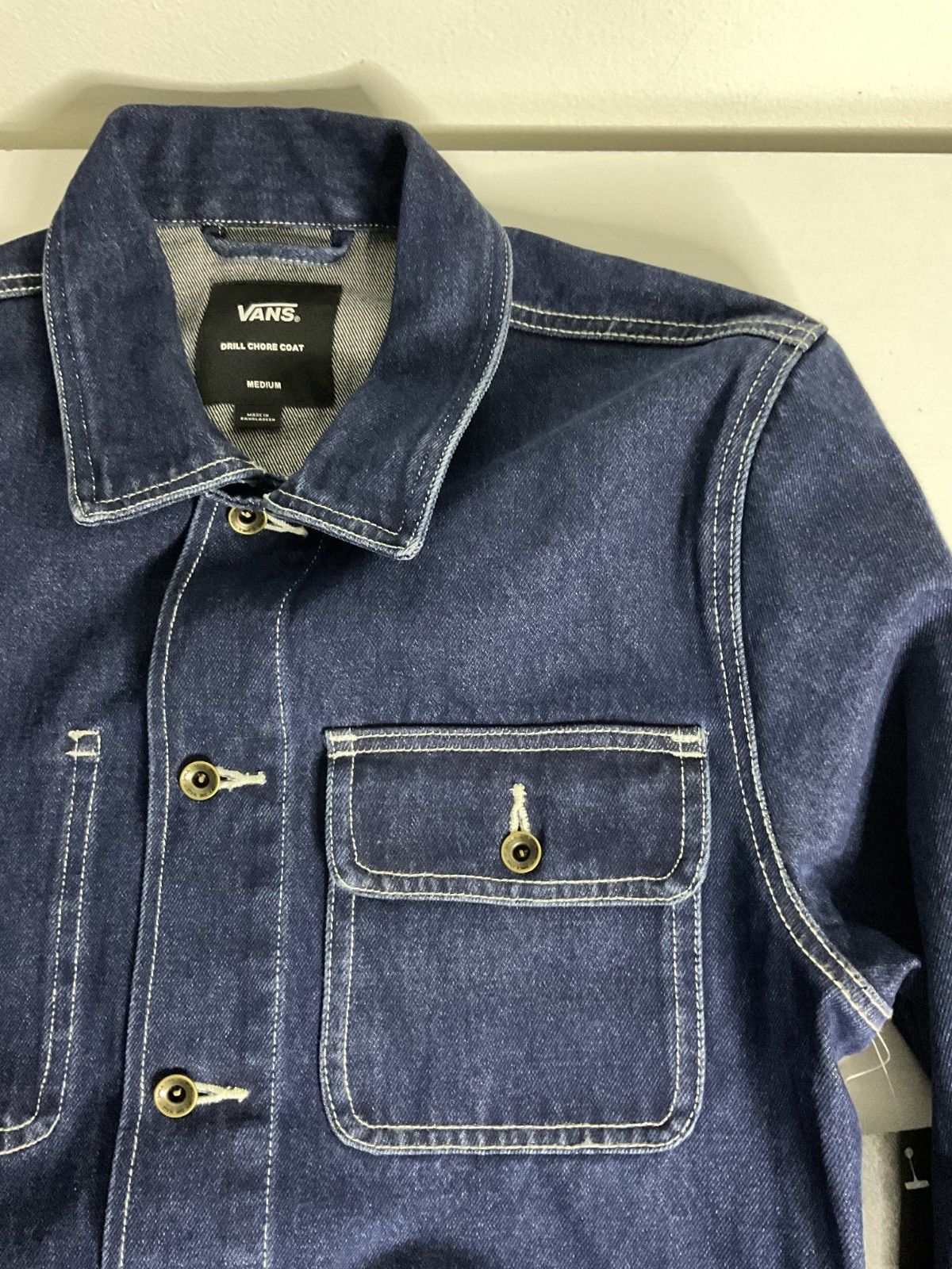 Vans off the wall Men's Drill Chore Coat Denim Blue Unlined Jacket Size M image 8