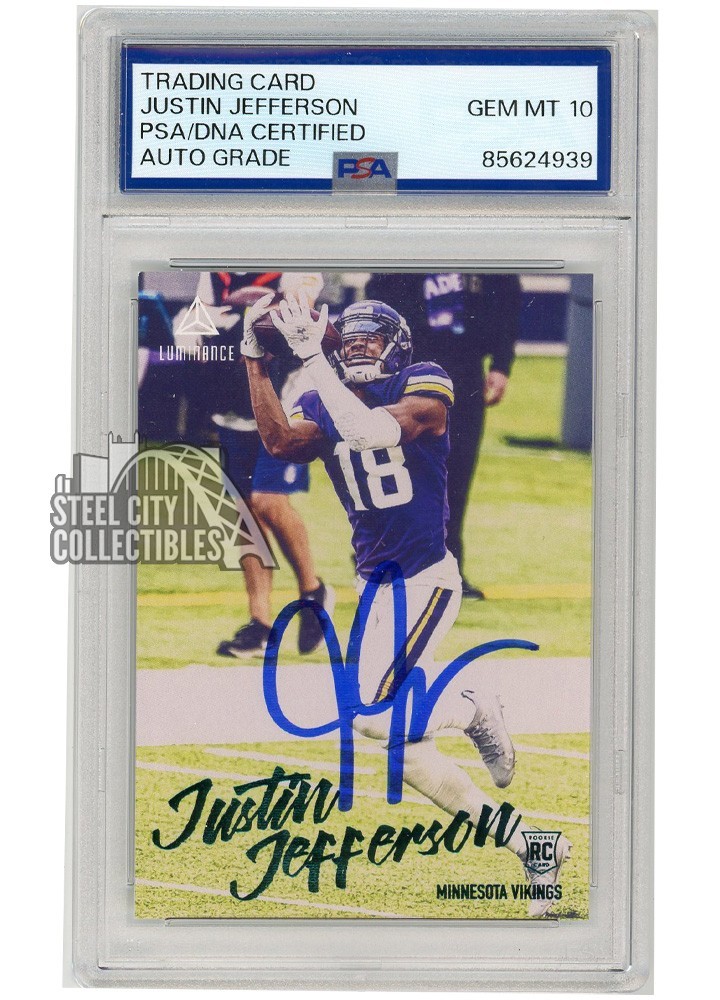 Justin Jefferson 2020 Chronicles Luminance Aqua Auto Rookie #217 PSA/DNA 10 