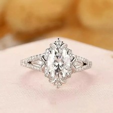 2.50CT Oval Cut VVS1 Lab Created Diamond Engagement Ring 14K White Gold Finish