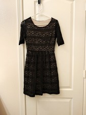 Women's Black Lace Fit & Flare Dress Size S 