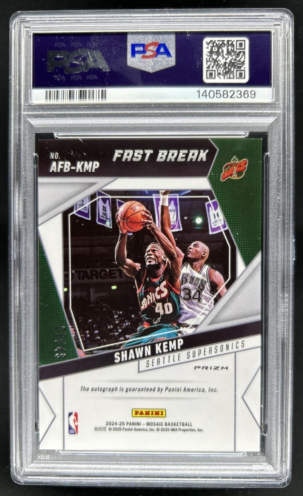 2024-25 Panini Mosaic Shawn Kemp Fast Break Auto Red #/49 #AFB-KMP PSA 9 Auto 10 view 2