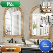 LOSOUR 2 Pack Arched Mirror, Farmhouse Decor Solid Wood Frame Wall Mirror