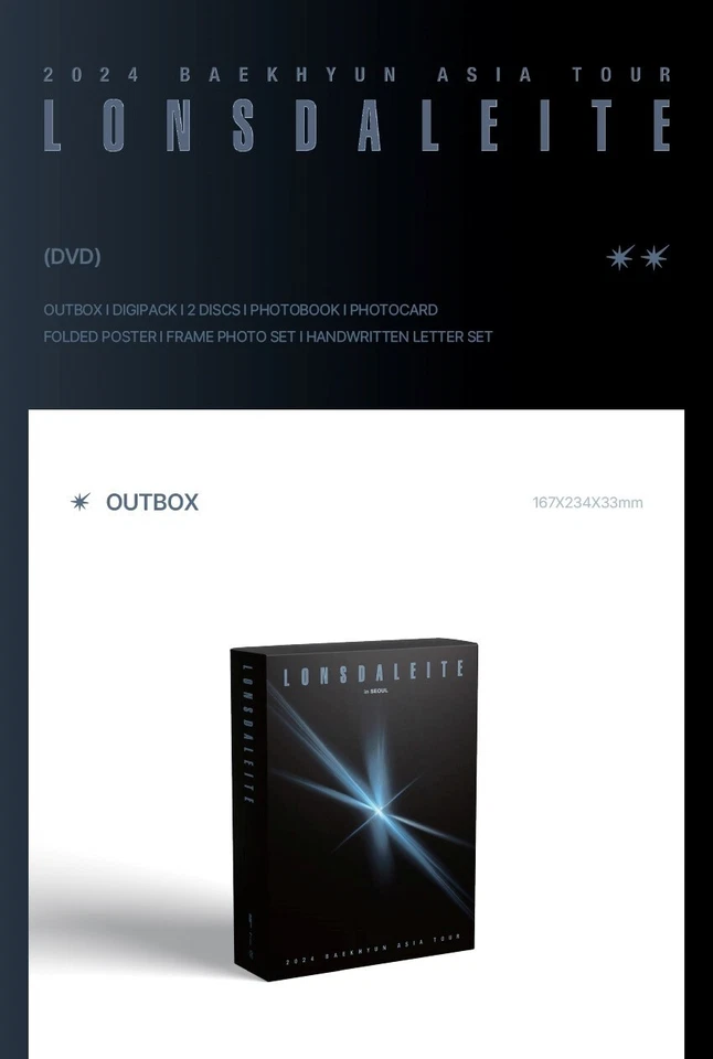 BAEKHYUN 2024 BAEKHYUN ASIA TOUR [Lonsdaleite] in SEOUL DVD 2Disc+Book+Photo+etc Foto 2 de 4