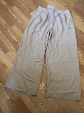 NWT Asos Designs Tan Pleated Wide Leg Pants Size 12