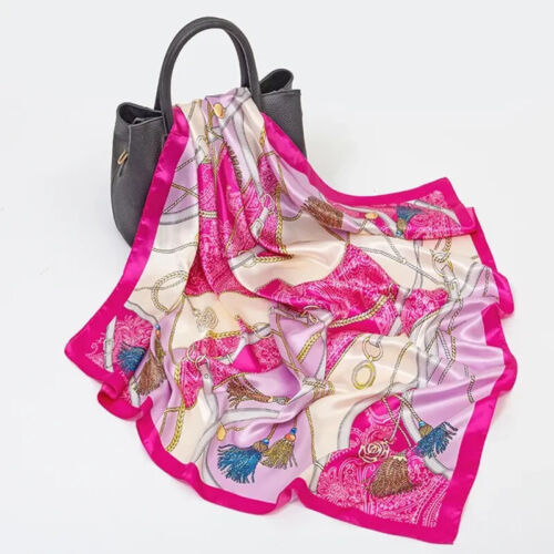 Sciarpa quadrata scialle seta per donna stampa foulard raso fasce capelli hijab donna - Foto 56 di 78