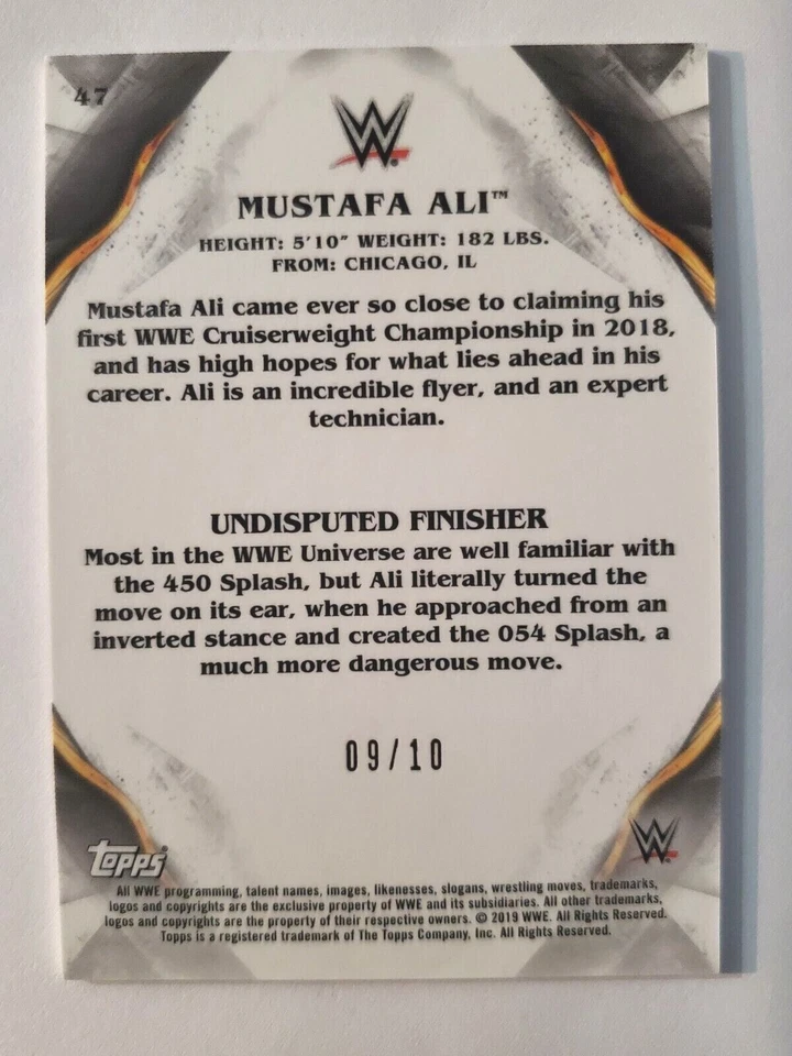 2019 Topps WWE Undisputed #47 MUSTAFA ALI /10 - Image 2 of 2