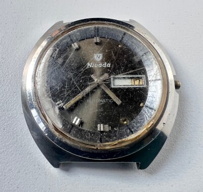 Nivada Cal 2066 Automatic Watch Vintage Mens Gray Dial 21 Jewels