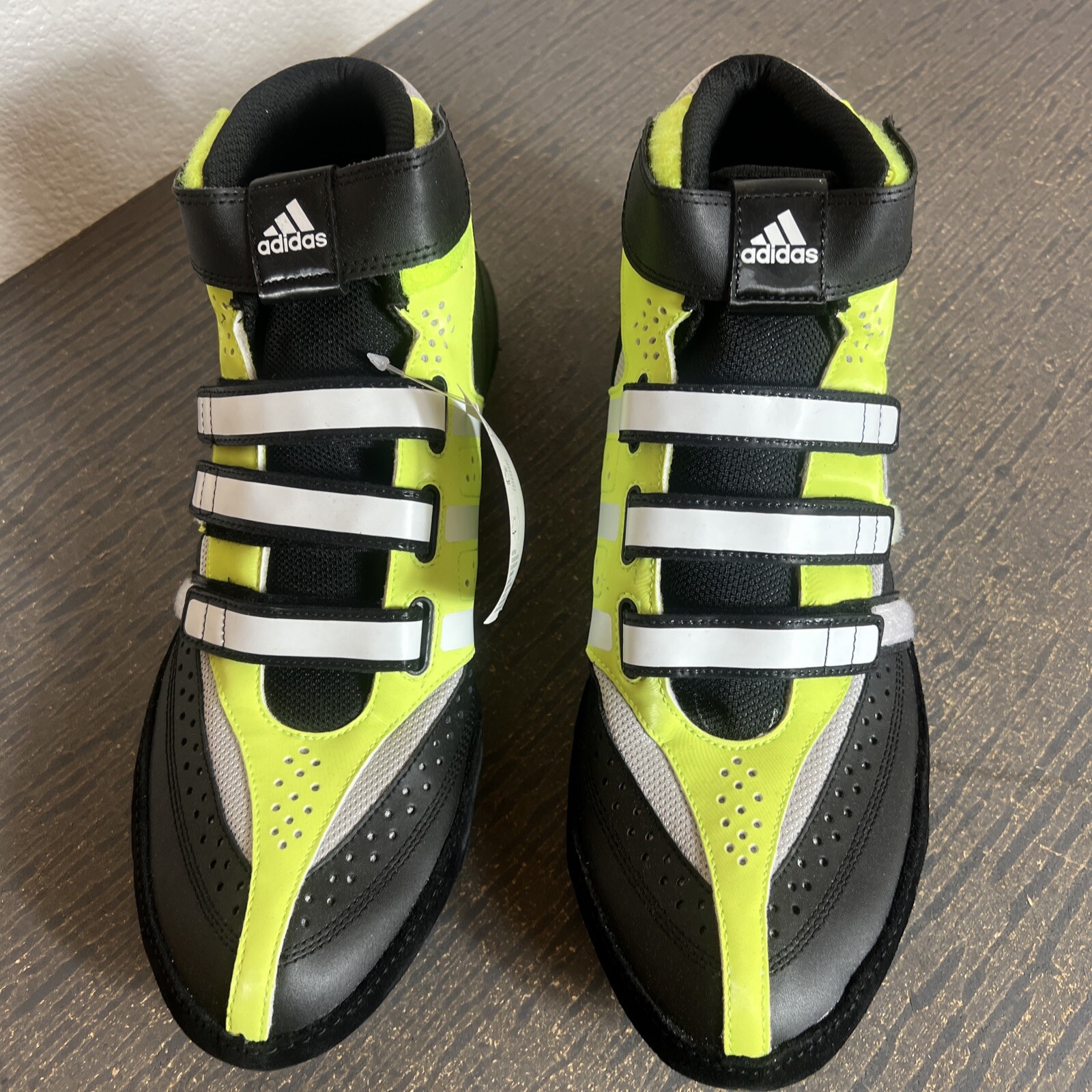Adidas Mens Sz 15 Extero Neon Yellow Black adjustable Strap Wrestling