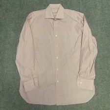 ISAIA Napoli Mens Long Sleeve Dress Shirt Size 16 41 Stripes 100 Cotton Guc