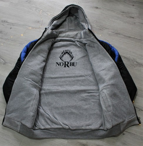Giacca uomo Norbu antivento antipioggia double face con cappuccio nero blu taglia XXL - Foto 4 di 9