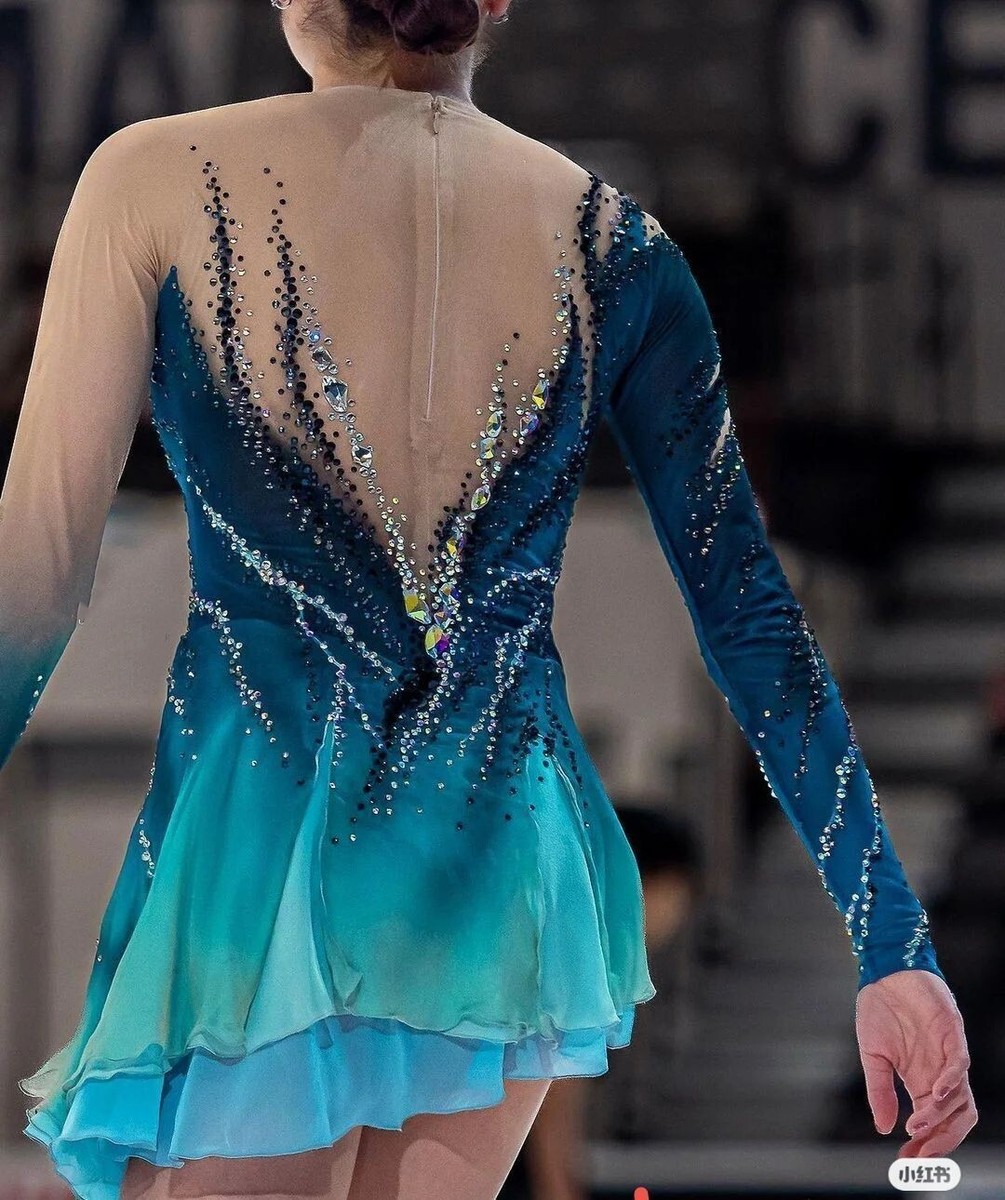 Q001 lce Skating Dress Girls Competition Figure Skating Dresses Costume