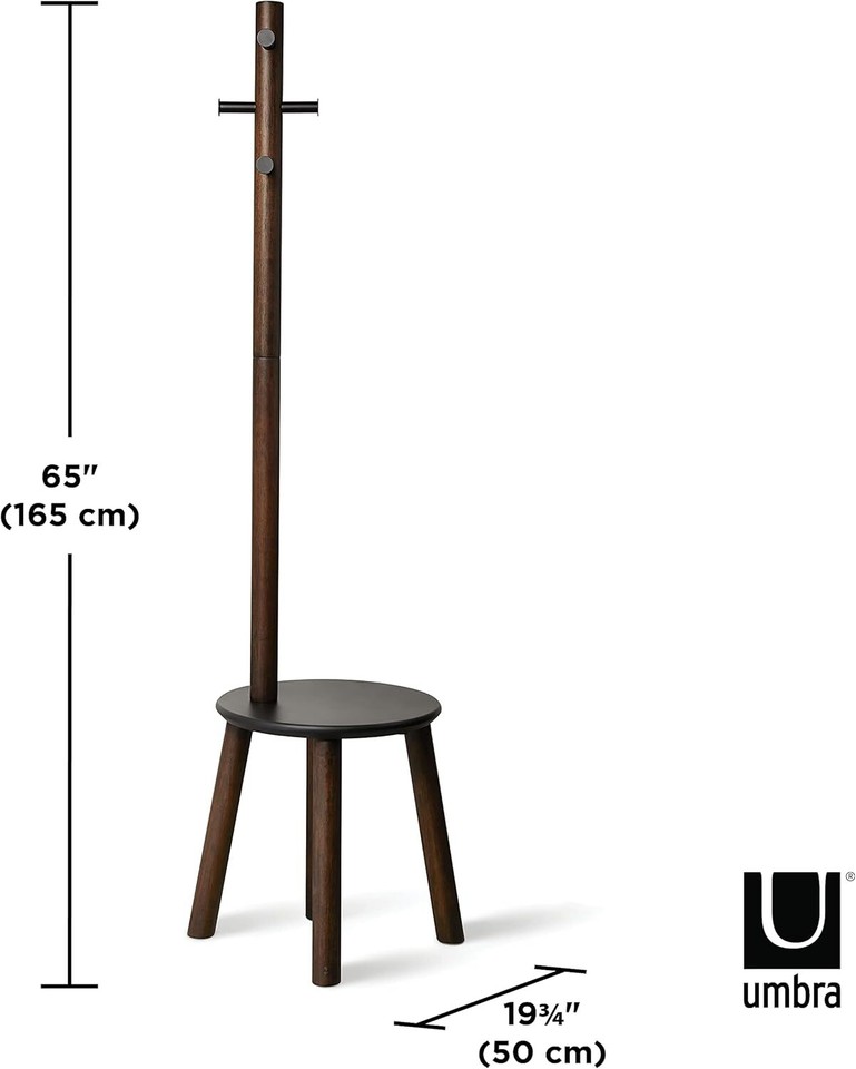 Umbra Pillar Coat Rack and Stool, Coat Rack with Stool, Black Walnut eBay