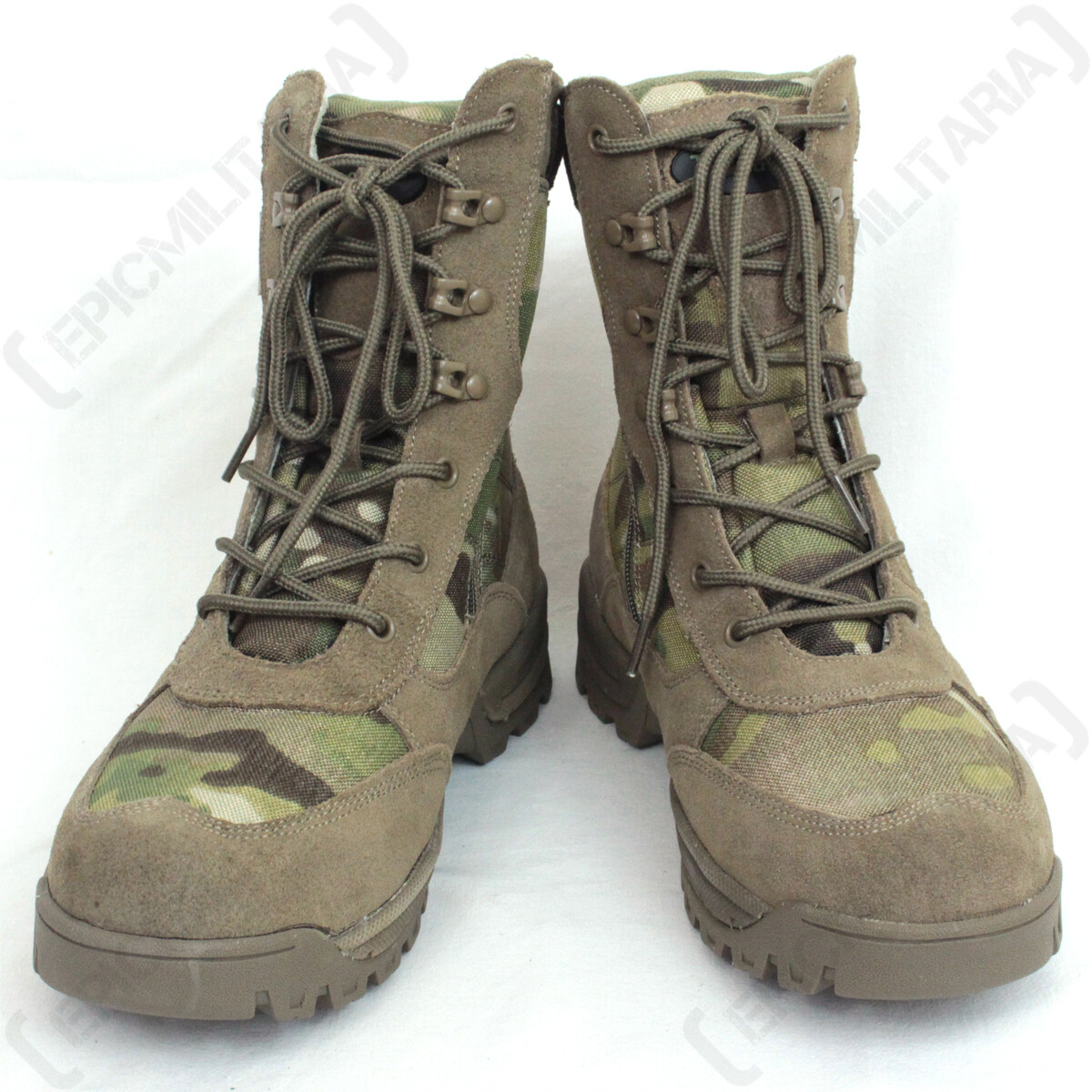Multicam Pattern Side Zip Tactical Army Boots - Tan Suede